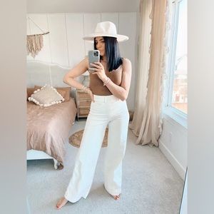 Seamed Front Wide Leg Jeans